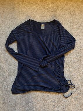 Calla Navy Stripe Long-Sleeve Side-Tie Women's Top